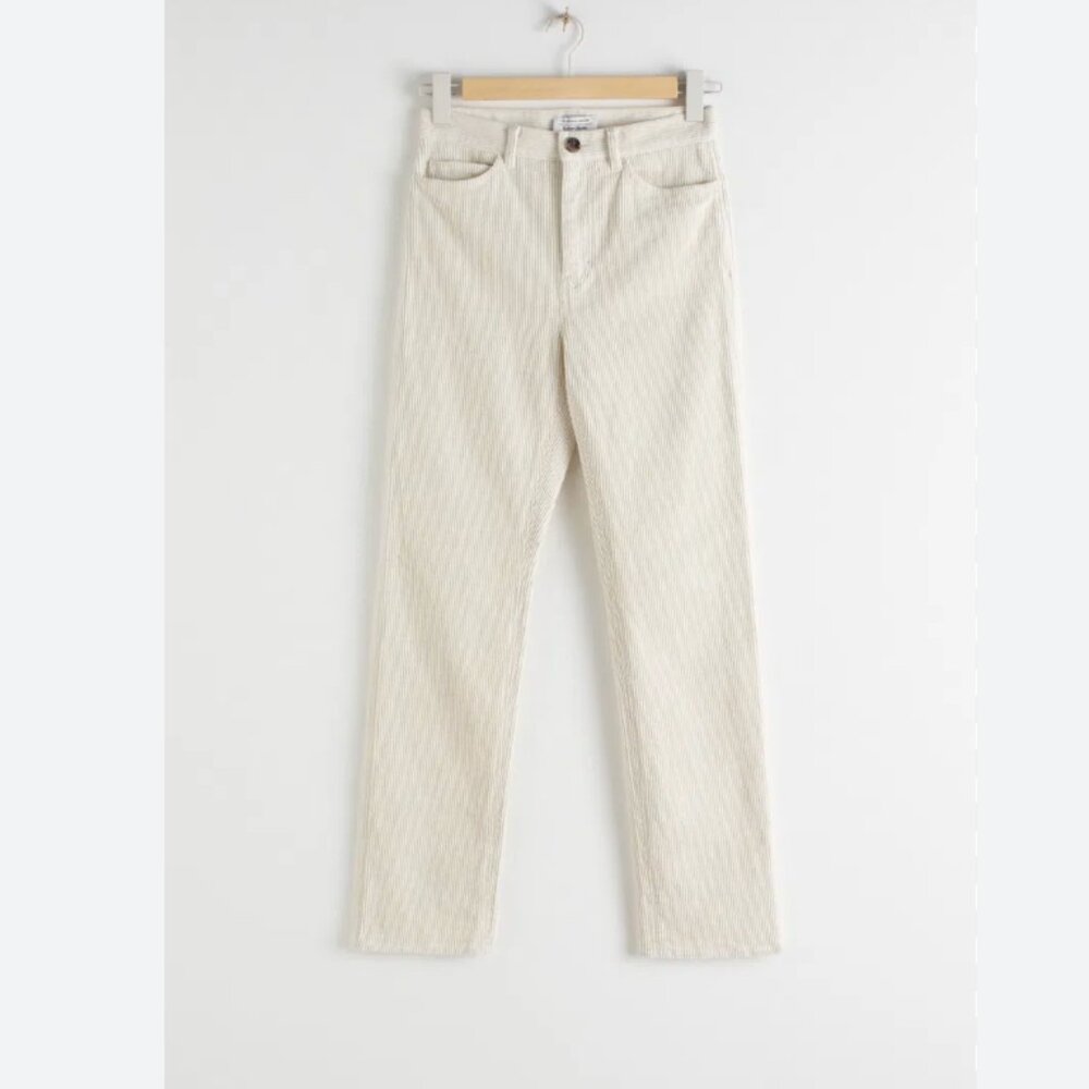 & Other Stories Tapered Corduroy Trousers -- White US 4